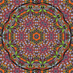 Wall Mural - Seamless repeating oriental pattern. Mandala illustration.