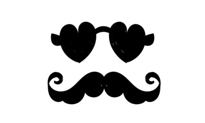 Sticker - Happy Fathers Day with mustache and hat. Fathers day card for print or use as poster, flyer or T Shirt