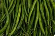 Raw green beans closeup