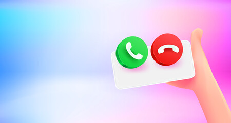 Poster - Receiving calls via mobile phone. 3d vector banner with copy space
