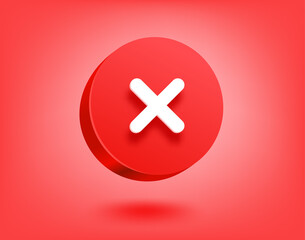 Aufkleber - Red button with white cross. 3d vector buttons