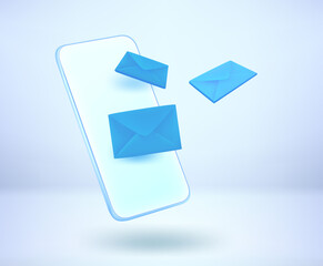 Aufkleber - Receiving electronic mail via modern smartphone. 3d vector illustration