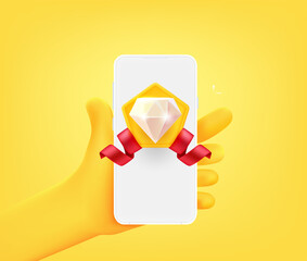 Aufkleber - Award gem on smartphone screen. 3d vector illustration