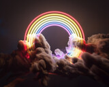 Fototapeta  - Neon Rainbow In The Clouds