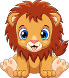 Fototapeta Dinusie - Cartoon cute baby lion sitting