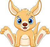 Fototapeta  - Cartoon cute baby kangaroo sitting