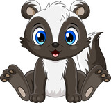 Fototapeta  - Cartoon cute baby skunk sitting
