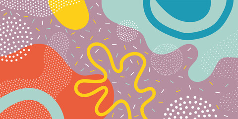 cute doodle pattern background with abstract shapes and dots. modern vector pattern for banner, flye