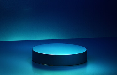 Wall Mural - Empty round blue podium. 3d computer graphic template of displaying place for your products.