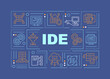 Integrated development environment word concepts dark blue banner. Infographics with icons on color background. Isolated typography. Vector illustration with text. Arial-Black font used