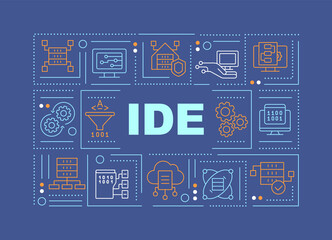 Wall Mural - integrated development environment word concepts dark blue banner. infographics with icons on color 