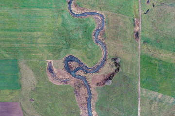 Wall Mural - Belczac River, drone photo in Wegrow County, Masovia region of Poland