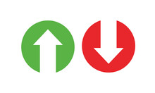 Red Down Green Up Arrow Icon Sign Vector. Cryptocurrency, Stock And Forex Investment Trading Analysis.