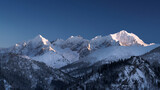 Fototapeta Fototapety góry  - Beautiful rocky mountains with snow. Panorama of winter mountains. Sunset mountains

