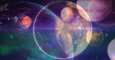 Wall Mural - science composition universe combined with animated planet