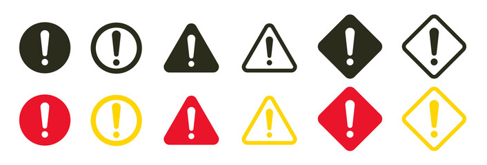 Wall Mural - Caution alarm set. Danger triangle signs. Caution error. Vector illustration