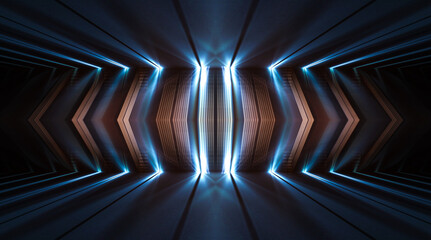 Wall Mural - abstract futuristic neon background. light lines and rays. futuristic empty neon digital scene. illu