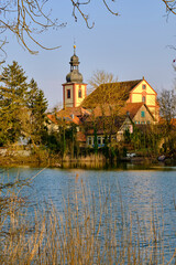 Canvas Print - Martinskirche in Wetzhausen, Markt Stadtlauringen, Landkreis Schweinfurt, Naturpark Haßberge, Unterfranken, Franken, Bayern, Deutschland