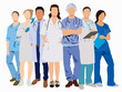 illustration of team of doctors and nurses