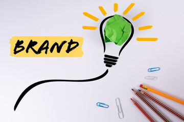 Wall Mural - brand, business concept. abstract light bulb on a white background