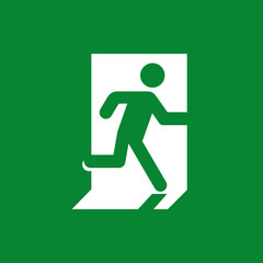 Exit door symbol. Evacuation symbol vector