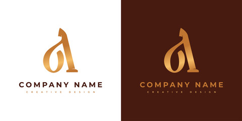 Wall Mural - Initial Letter A Company Logo. A simple gold monogram A with curved lines. Isolated on white background. Usable sign for luxury business logos and branding. Flat vector logo design template element