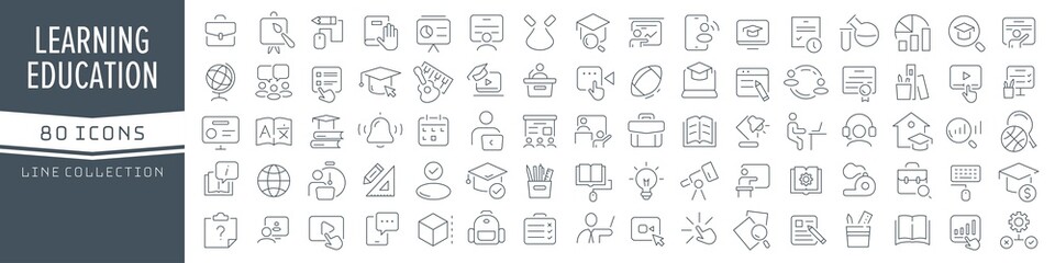 Poster - Education and learning line icons collection. Big UI icon set in a flat design. Thin outline icons pack. Vector illustration EPS10