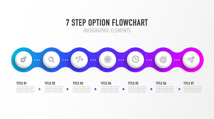 Poster - Timeline infographic design with 7 options or steps. Infographics for business concept. Can be used for presentations workflow layout, banner, process, diagram, flow chart, info graph, annual report.