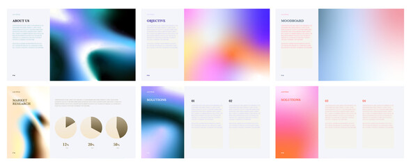 Liquid metal iridescent free form gradient colour pitch deck ppt keynote slides template bundle for tech start up fashion industry business proposal and presentation landing page graphic element