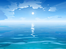 Sea Scenery Blue Sky Sun Water Reflections