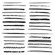 © hadkhanong - Collection of hand-drawn lines, brush lines, brush strokes, underlines, various shapes of doodle style, Vector illustration.