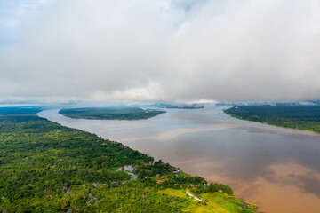 Canvas Print - Amazon Rainforest Aerial View. Tropical Green Jungle in Peru, South America. Bird's-eye view.