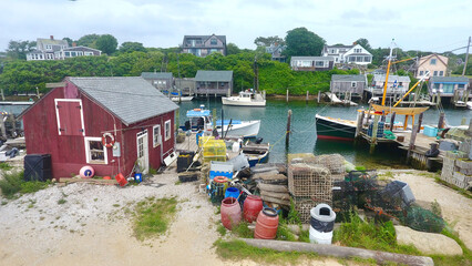 Wall Mural - Menemsha Harbor and Jaws Movie Set at Martha's Vineyard