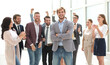 © ASDF - happy business team congratulating their leader . success concept