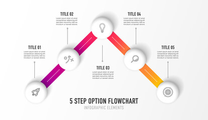 Poster - Timeline infographic design with 5 options or steps. Infographics for business concept. Can be used for presentations workflow layout, banner, process, diagram, flow chart, info graph, annual report.
