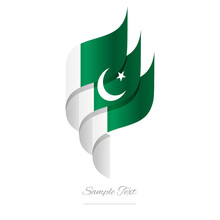 Pakistan Abstract 3D Wavy Flag White Green Modern Pakistani Ribbon Torch Flame Strip Logo Icon Vector