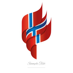 Wall Mural - Norway abstract 3D wavy flag red white blue modern Norwegian ribbon torch flame strip logo icon vector