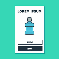 Poster - Filled outline Mouthwash plastic bottle icon isolated on turquoise background. Liquid for rinsing mouth. Oralcare equipment. Vector