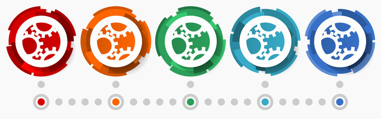 Aufkleber - Industry, work, concept vector icon set, modern design abstract web buttons in 5 color options, infographic template