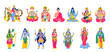 Ancient Indian Hindu Gods Icon Set