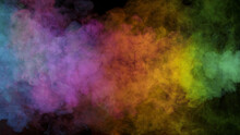 Abstract Atmospheric Colored Smoke, Close-up. Isolated On Black Background.