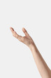 © artjazz - Close up raised female hand gesture on white.