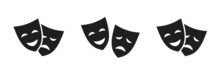 Theatrical Masks Vector Icon Set. Theater Mask Signs. Vector Illustration