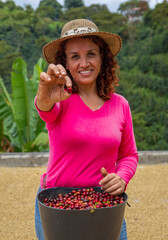 Wall Mural - Woman in her coffee farm in the country of Colombia