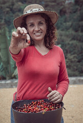 Wall Mural - Woman in her coffee farm in the country of Colombia