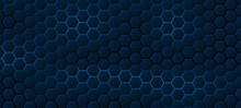 Abstract Black Blue And Gold Hexagonal Luxury Background
