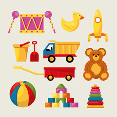 Canvas Print - ten toys kids icons