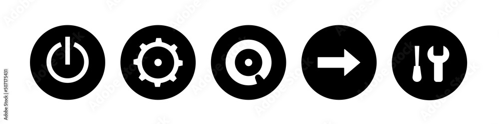 System Interface Icon Types Operating system interface icons. Black vector icons isolated on white ...