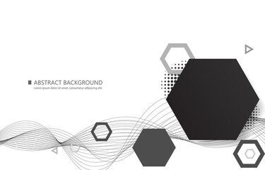 Wall Mural - Geometric vector hexagon shape.black and white vector background