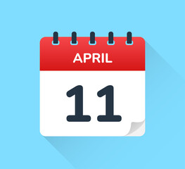 Wall Mural - April 11 on calendar - Vector flat design of daily reminder icon. Day of the year.